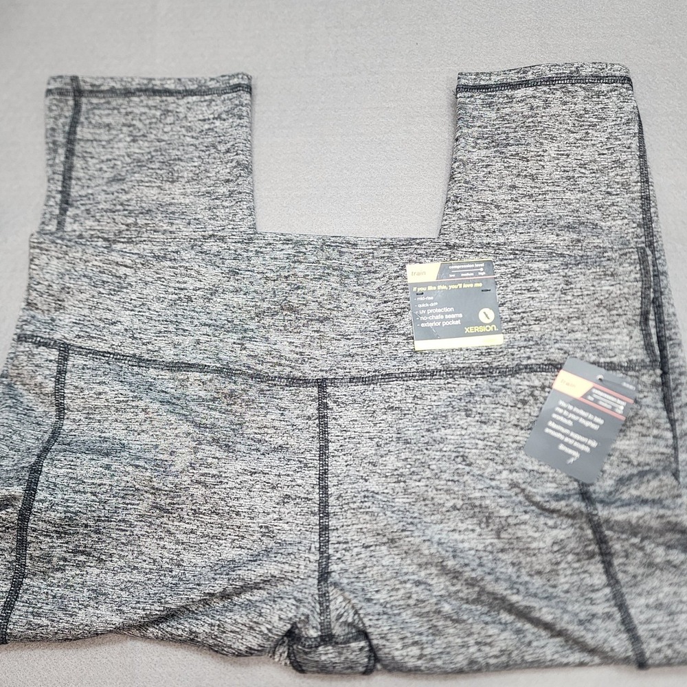 Xersion Womens‎ Black Heather Capri Leggings Mid Rise Workout Train Sz XL